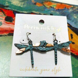 Periwinkle Dragonfly Dangle Earrings